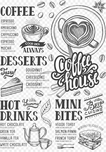 Coffee Tea Cafe Hamburger Menu - Coffee shop menu 