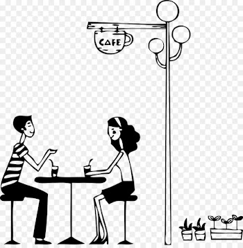 Coffee Tea Cafe Wall decal Sticker - Cartoon coffee shop dating men 