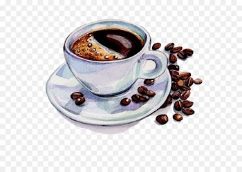 Coffee Tea Cafe Watercolor painting Drawing - Hand-painted watercolor coffee and coffee beans 
