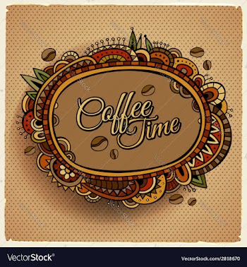  					Coffee time decorative border label design vector image														