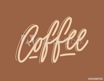 Coffee word handwritten with elegant cursive calligraphic font or script