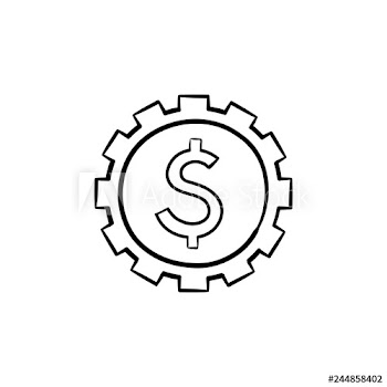 Cog with dollar inside hand drawn outline doodle icon