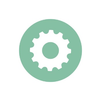 Cogwheel in green square graphic illustration