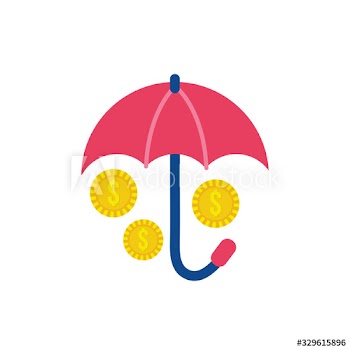coins money dollars with umbrella flat style icon