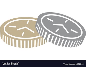  					Coins with clock face vector image														