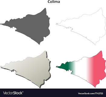 Colima blank outline map set vector image