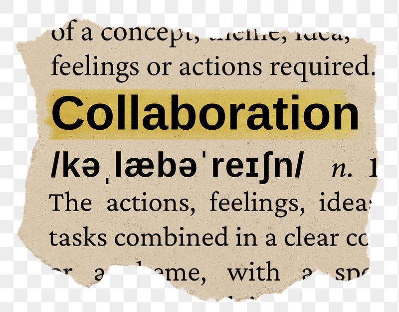 Collaboration png word sticker, torn | Free PNG - rawpixel