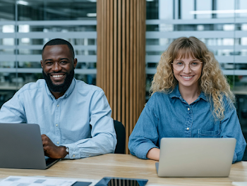 Collaborative Coworking Moment in Modern Office