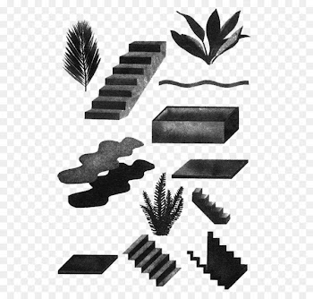 Collage Drawing Architecture Illustration - Black and white stairs 