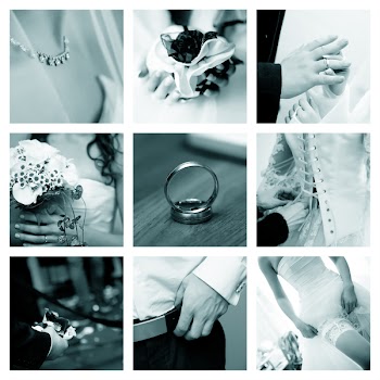 collage of nine wedding photos