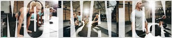 Collage of smiling people working out in a health club