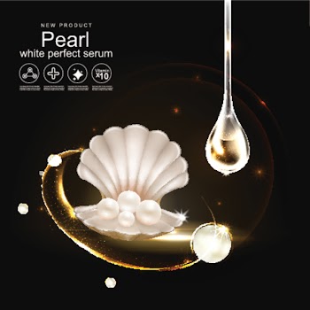 Collagen and Pearl Serum Background Product Cosmetic for Skin Concept.