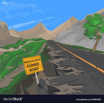 Collapsed road vector image