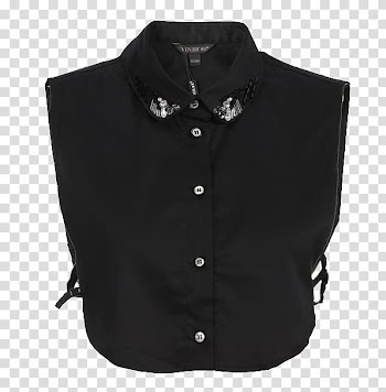 Collar Chemise Shirt Blouse, Fashion classic black and white beading false collar shirt transparent background PNG clipart