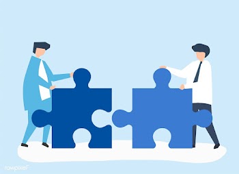 Colleagues connecting jigsaw pieces together | Free stock vector - 478129