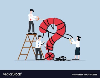 colleagues cut off rope tangle arond sign symbol