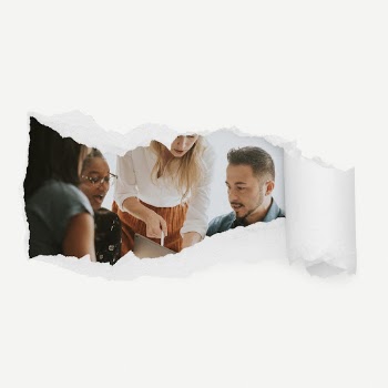 Colleagues discussing work torn paper | Free PSD - rawpixel