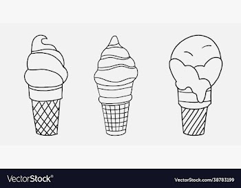 collection freehand drawing cone ice cream