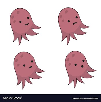 collection funny jellyfish with different emotions