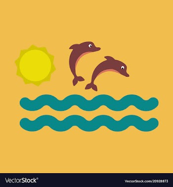 Collection jumping two dolphins and swimming vector image