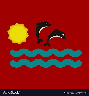 Collection jumping two dolphins and swimming vector image