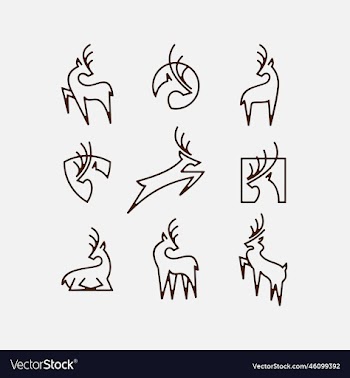 collection monoline deer minimalist logo design