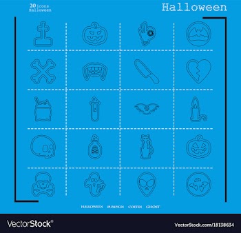 Collection of 20 halloween icons in thin line vector image