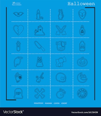 Collection of 24 halloween icons in thin line vector image