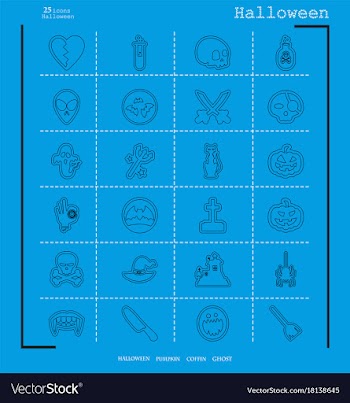Collection of 24 halloween icons in thin line vector image
