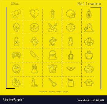 Collection of 30 halloween icons in thin line vector image