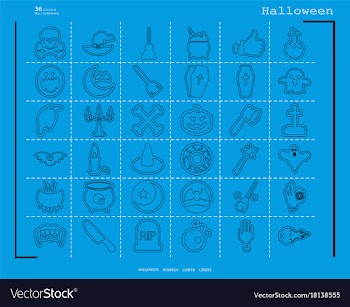 Collection of 36 halloween icons in thin line vector image