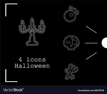 Collection of 4 halloween icons in thin line style vector image