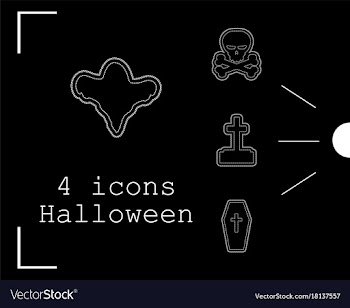 Collection of 4 halloween icons in thin line style vector image