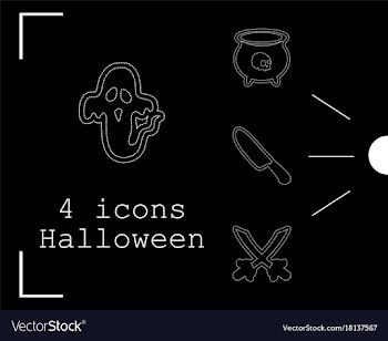 Collection of 4 halloween icons in thin line style vector image