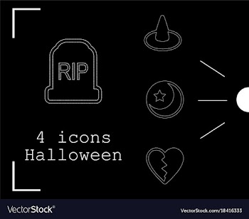 Collection of 4 halloween icons in thin line style vector image