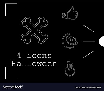 Collection of 4 halloween icons in thin line style vector image