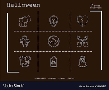 Collection of 4 halloween icons in thin line style vector image