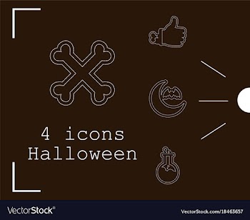 Collection of 4 halloween icons in thin line style vector image