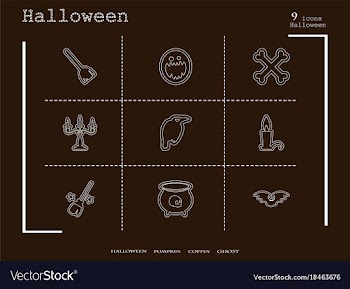Collection of 4 halloween icons in thin line style vector image
