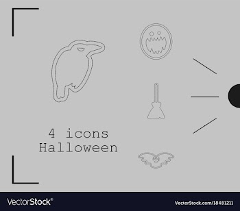 Collection of 4 halloween icons in thin line style vector image