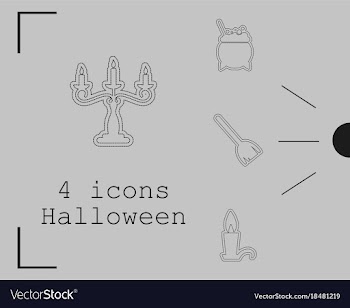 Collection of 4 halloween icons in thin line style vector image