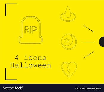 Collection of 4 halloween icons in thin line style vector image