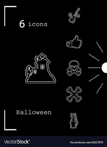 Collection of 6 halloween icons in thin line style vector image