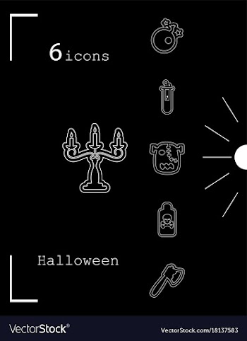 Collection of 6 halloween icons in thin line style vector image