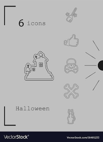 Collection of 6 halloween icons in thin line style vector image