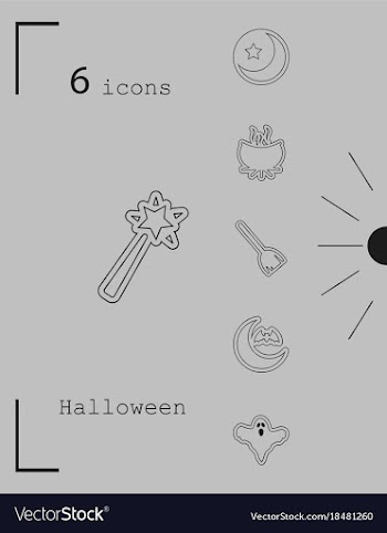 Collection of 6 halloween icons in thin line style vector image