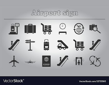 Collection of airport signs travel transport set vector image
