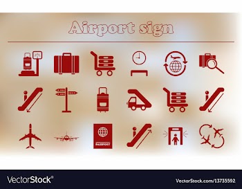 Collection of airport signs travel transport set vector image