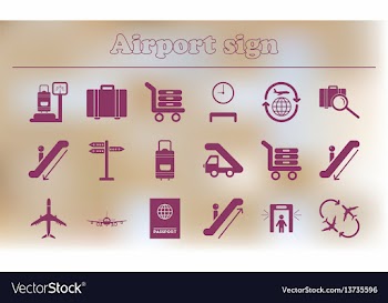 Collection of airport signs travel transport set vector image