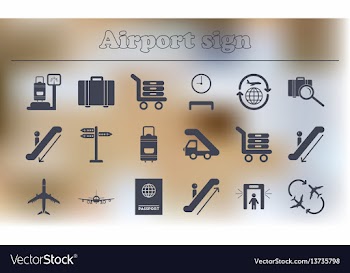 Collection of airport signs travel transport set vector image